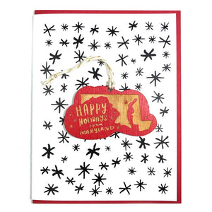 Photograph of Laser-engraved Happy Holidays from Maryland Ornament with Card