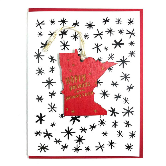 Photograph of Laser-engraved Happy Holidays from Minnesota Ornament with Card