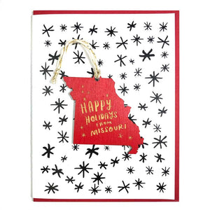Photograph of Laser-engraved Happy Holidays from Missouri Ornament with Card