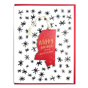 Photograph of Laser-engraved Happy Holidays from Mississippi Ornament with Card