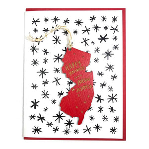 Photograph of Laser-engraved Happy Holidays from New Jersey Ornament with Card