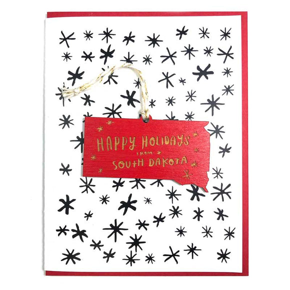 Photograph of Laser-engraved Happy Holidays from South Dakota Ornament with Card