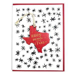 Photograph of Laser-engraved Happy Holidays from Texas Ornament with Card