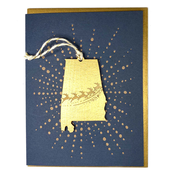Photograph of Laser-engraved Alabama Reindeer Ornament with Card