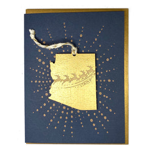 Photograph of Laser-engraved Arizona Reindeer Ornament with Card