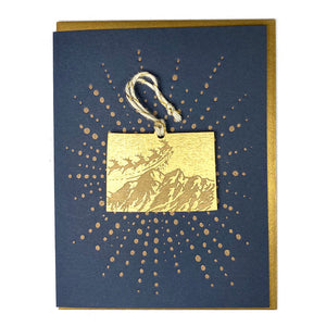 Photograph of Laser-engraved Colorado Reindeer Ornament with Card