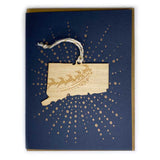 Photograph of Laser-engraved Connecticut Reindeer Ornament with Card