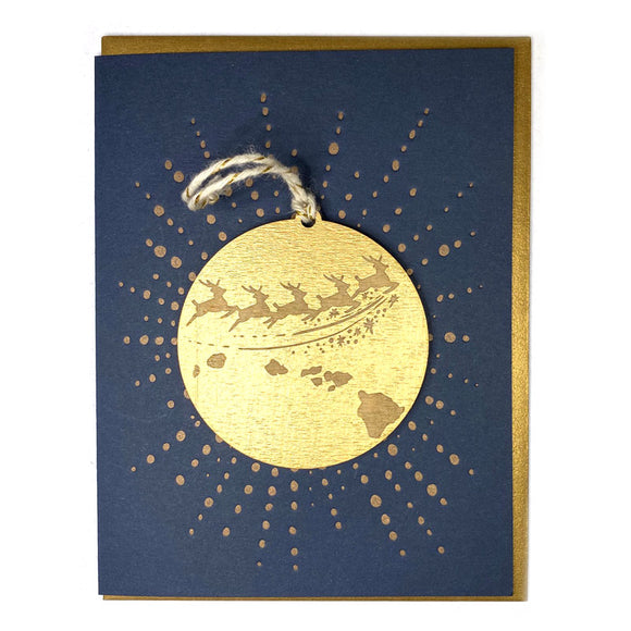Photograph of Laser-engraved Hawaii Reindeer Ornament with Card