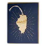 Photograph of Laser-engraved Illinois Reindeer Ornament with Card