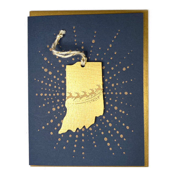 Photograph of Laser-engraved Indiana Reindeer Ornament with Card