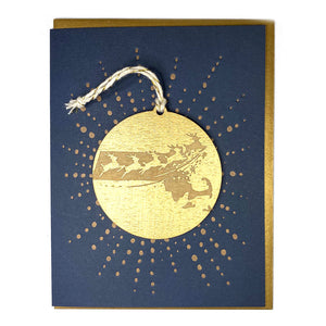 Photograph of Laser-engraved Massachusetts Reindeer Ornament with Card