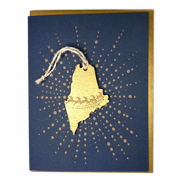 Photograph of Laser-engraved Maine Reindeer Ornament with Card