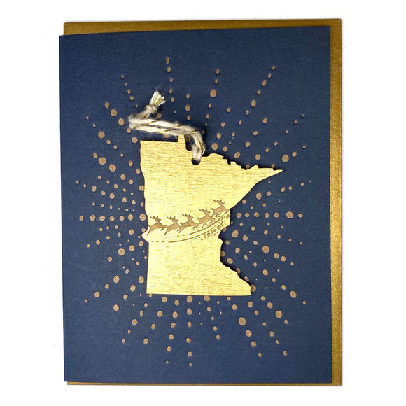 Photograph of Laser-engraved Minnesota Reindeer Ornament with Card