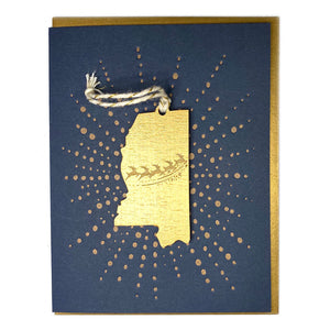 Photograph of Laser-engraved Mississippi Reindeer Ornament with Card