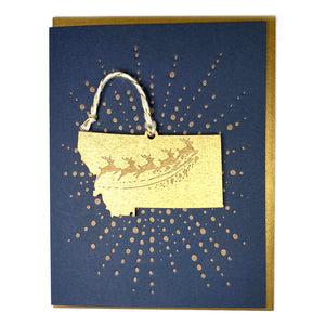 Photograph of Laser-engraved Montana Reindeer Ornament with Card