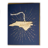 Photograph of Laser-engraved North Carolina Reindeer Ornament with Card