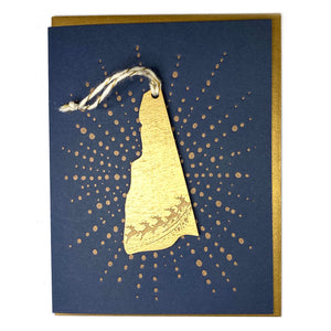 Photograph of Laser-engraved New Hampshire Reindeer Ornament with Card