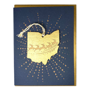 Photograph of Laser-engraved Ohio Reindeer Ornament with Card