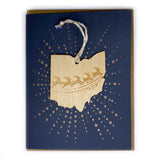 Photograph of Laser-engraved Ohio Reindeer Ornament with Card