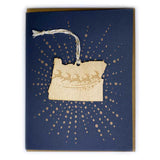 Photograph of Laser-engraved Oregon Reindeer Ornament with Card