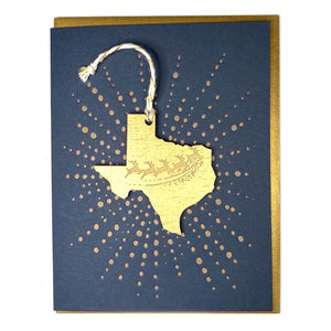 Photograph of Laser-engraved Texas Reindeer Ornament with Card