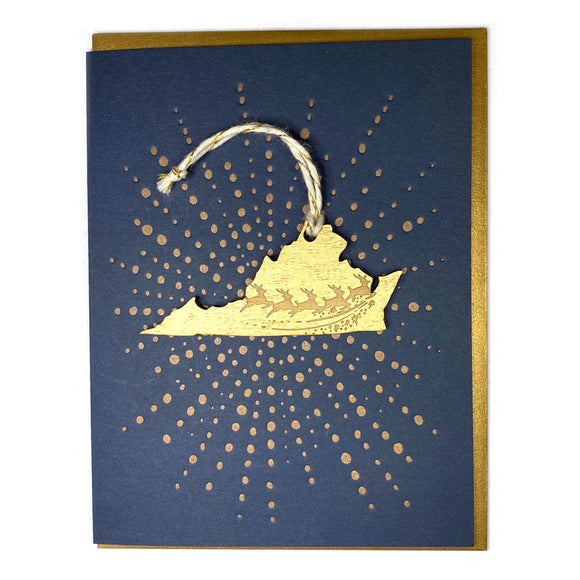 Photograph of Laser-engraved Virginia Reindeer Ornament with Card
