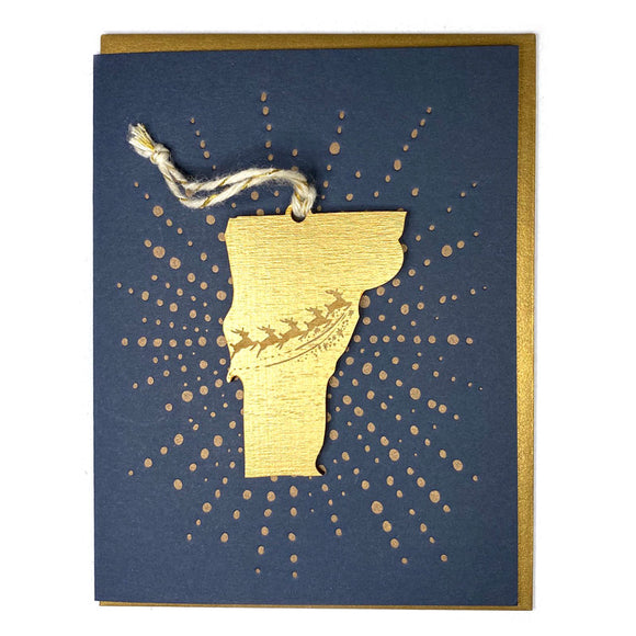 Photograph of Laser-engraved Vermont Reindeer Ornament with Card