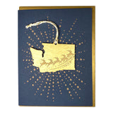 Photograph of Laser-engraved Washington Reindeer Ornament with Card