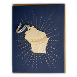 Photograph of Laser-engraved Wisconsin Reindeer Ornament with Card