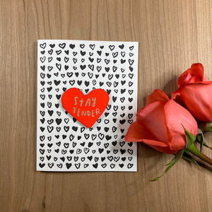 'Stay Tender' Letterpress Card with Laser-engraved Heart Magnet