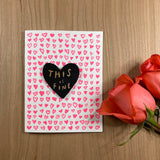 'This is Fine' Letterpress Card with Laser-engraved Heart Magnet